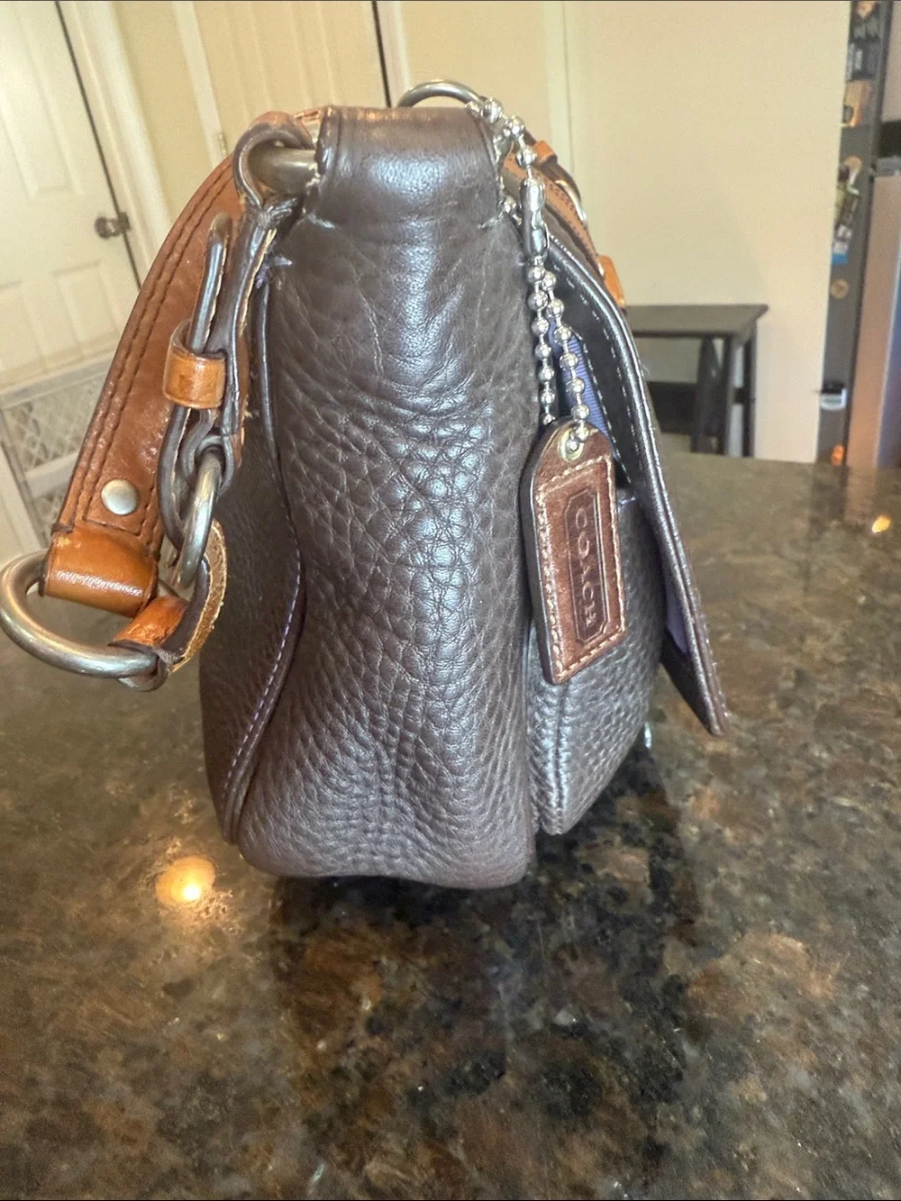 Vintage Y2K Coach Chelsea Brown Pebbled Leather Hobo Bag with Tan Strap- EUC